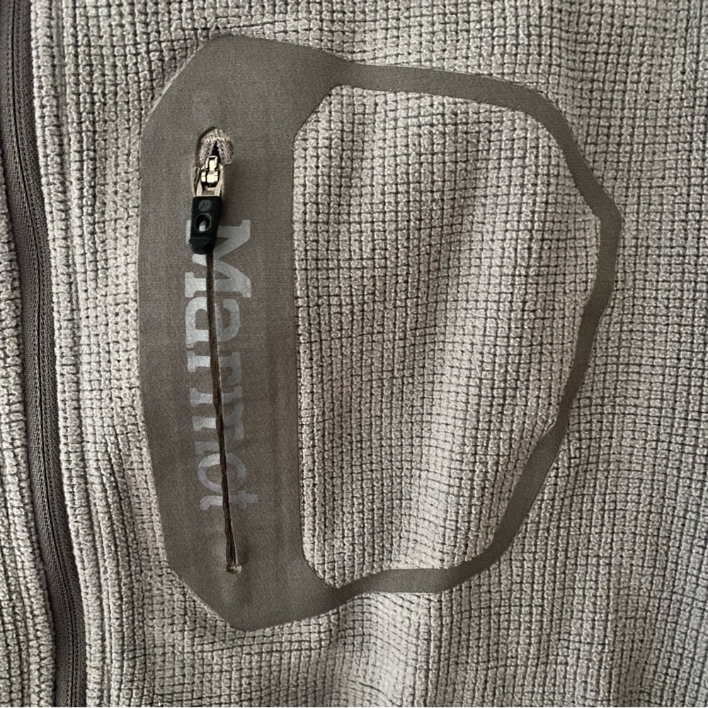 Marmot Textured Gray Jacket with Zippered Pocket - Medium
